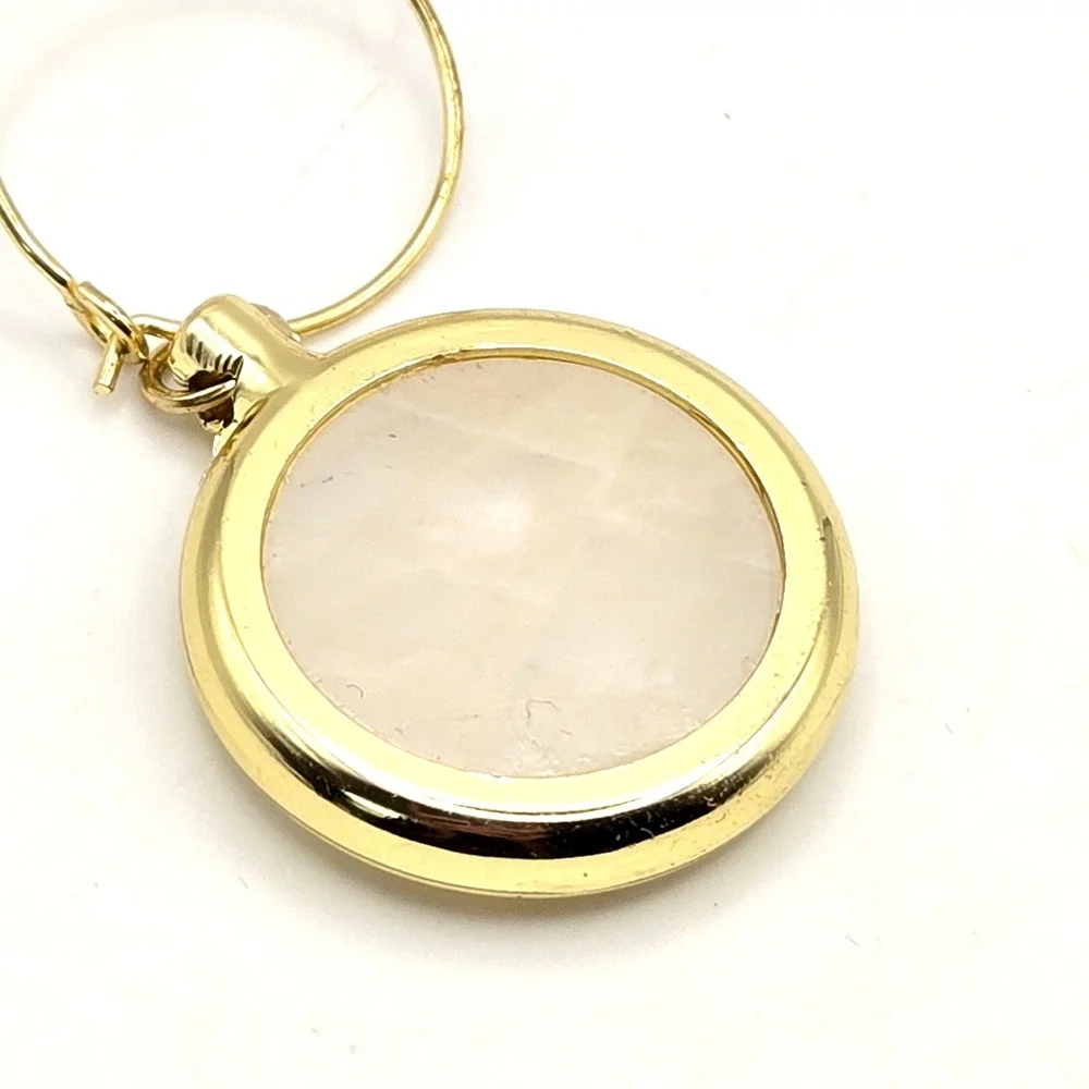 Set of 4 Gemstone Wine Glass Charms Gold Plated Amethyst Rose Quartz Labradorite